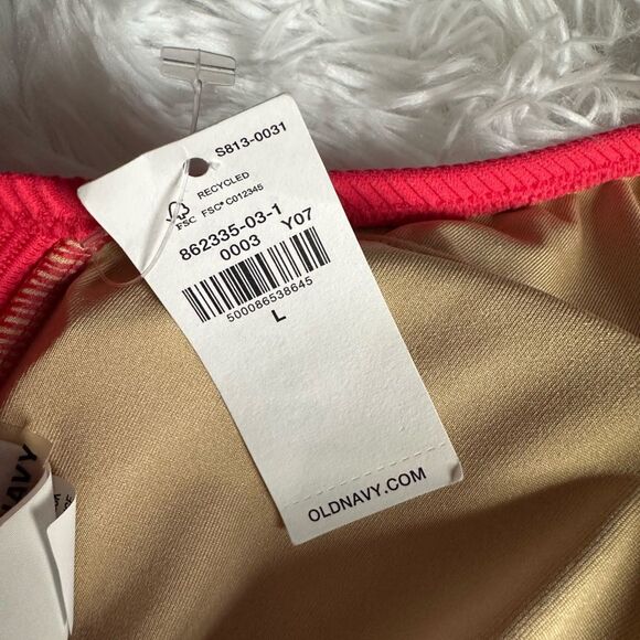 Old Navy 2 Piece Swimsuit Bikini New Ribbed Pink Womens Size Large - Picture 9 of 11